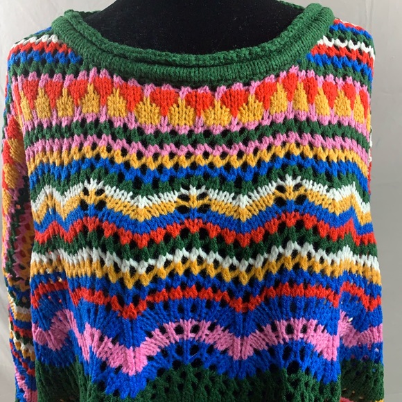 Oversized Chevron Pattern Open Drop Shoulder Sweater - Picture 8 of 10